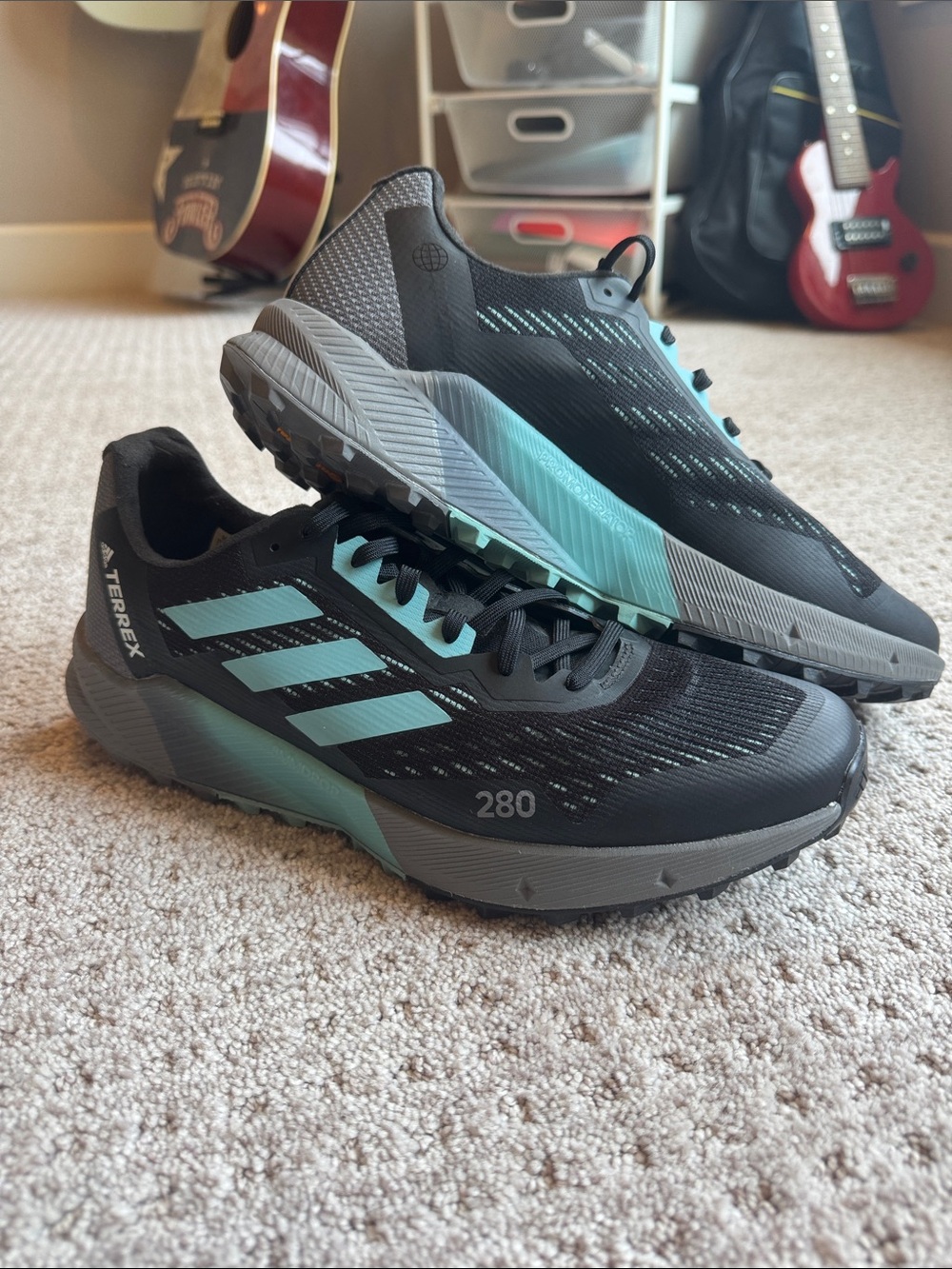 adidas Terrex Women's Trail Running Shoes - Black with Aqua Accents